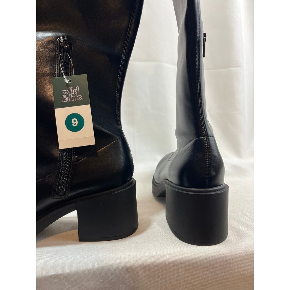 Wild Fable Womens Black Chunky Block Heel Knee High Boots Side Zip Size 9 NEW - Picture 7 of 7